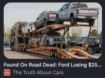 Car carrier loaded with Ford trucks. Found On Road Dead.